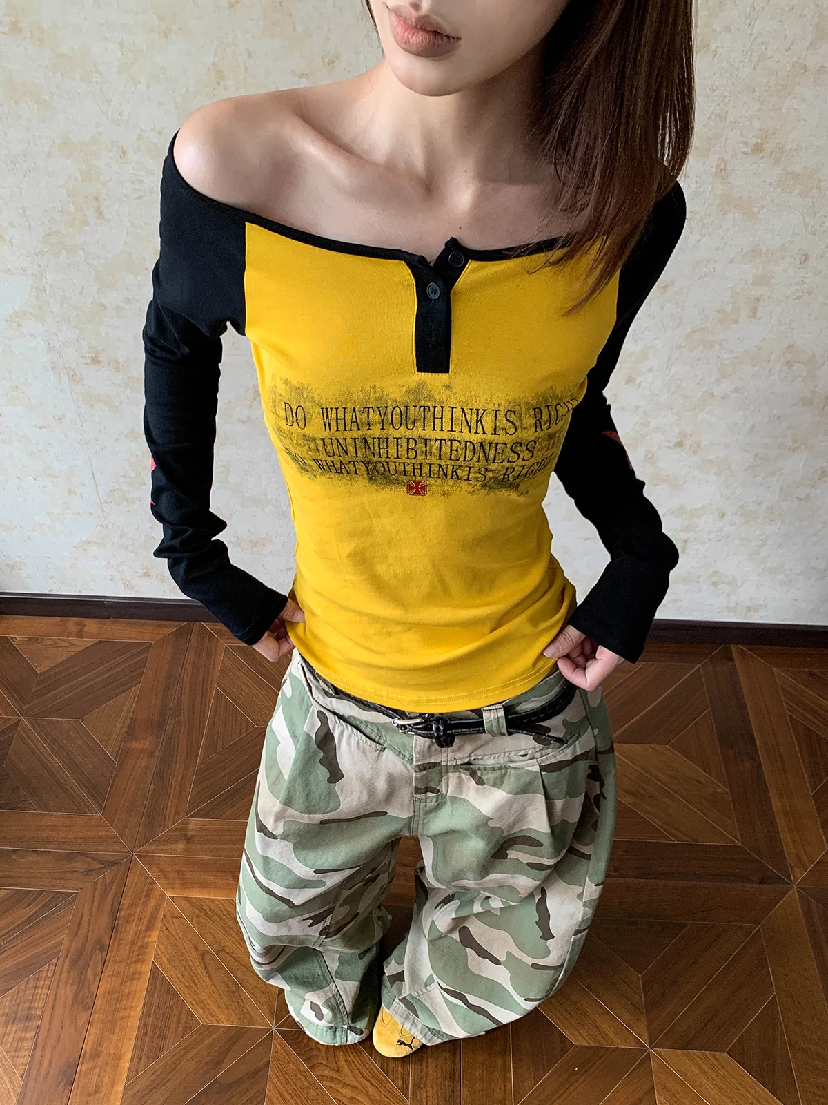 Aket American Sle Hot Girl Long Sve T-irt Women's Vintage Letter Print Slimming Trendy Top oulder Baring Cotton B...
Aket American Sle Hot Girl Long Sve T-irt Women's Vintage Letter Print Slimming Trendy Top oulder Baring Cotton B...