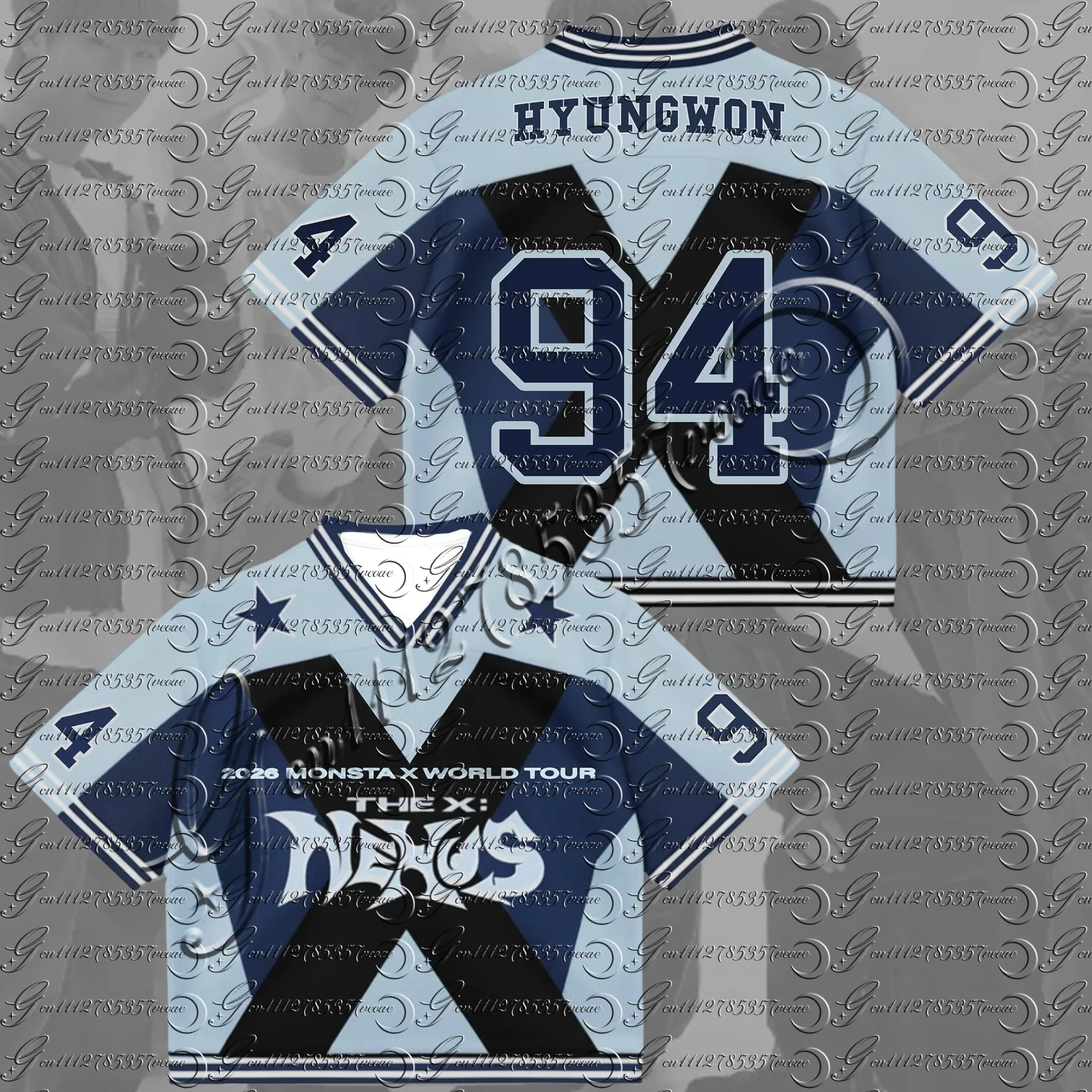 Kpop MONSTA X Tour Jersey, Blue & Black Color Block Football T-shirt, Streetwear V-Neck Casual Top MONSTA X Tour Jersey
Kpop MONSTA X Tour Jersey, Blue & Black Color Block Football T-shirt, Streetwear V-Neck Casual Top MONSTA X Tour Jersey