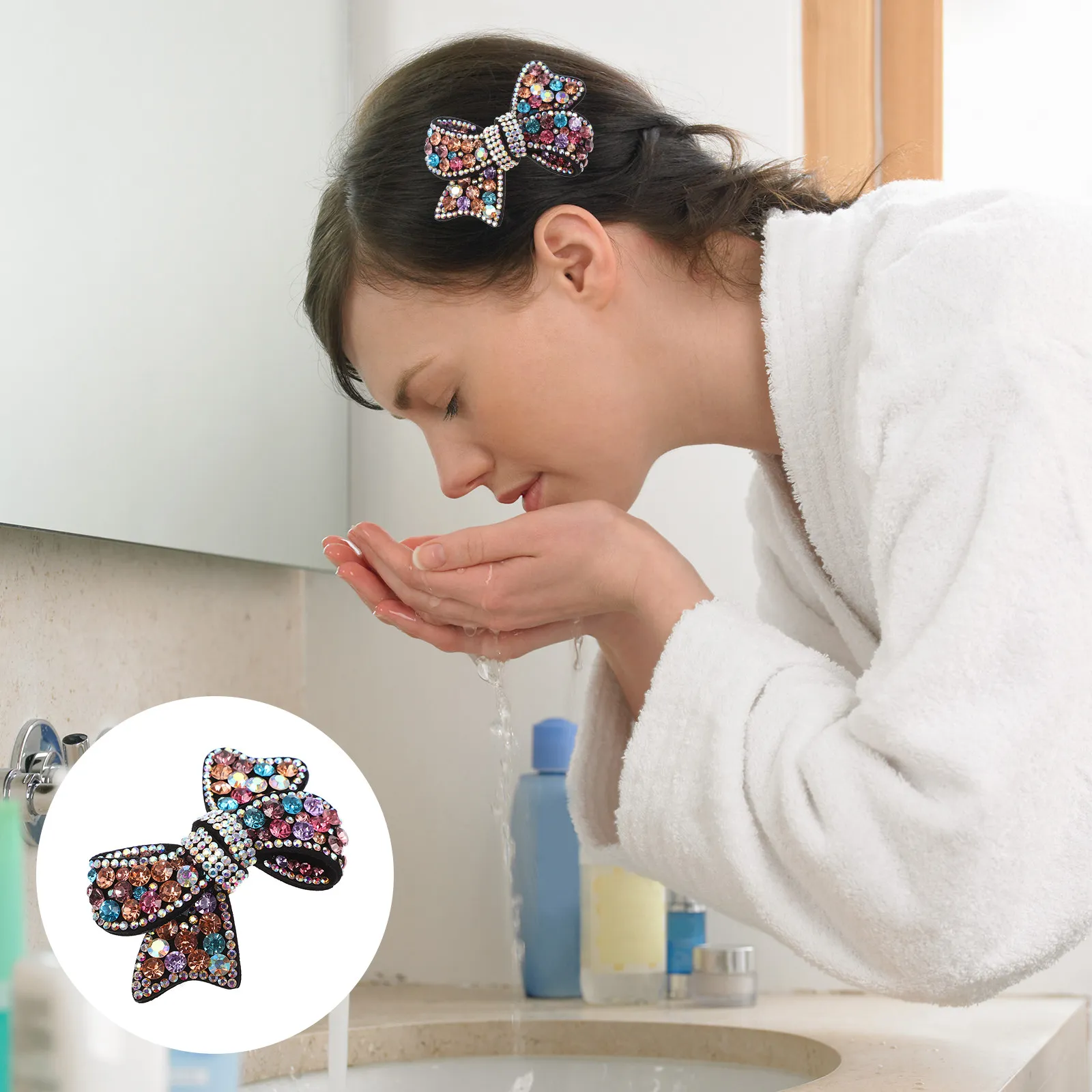 Delicate Rhinestone Bow Spring Hairpin Hair Claw Clip Women Hair Accessory for Makeup Bath Shopping Elegant Hairstyle
Delicate Rhinestone Bow Spring Hairpin Hair Claw Clip Women Hair Accessory for Makeup Bath Shopping Elegant Hairstyle