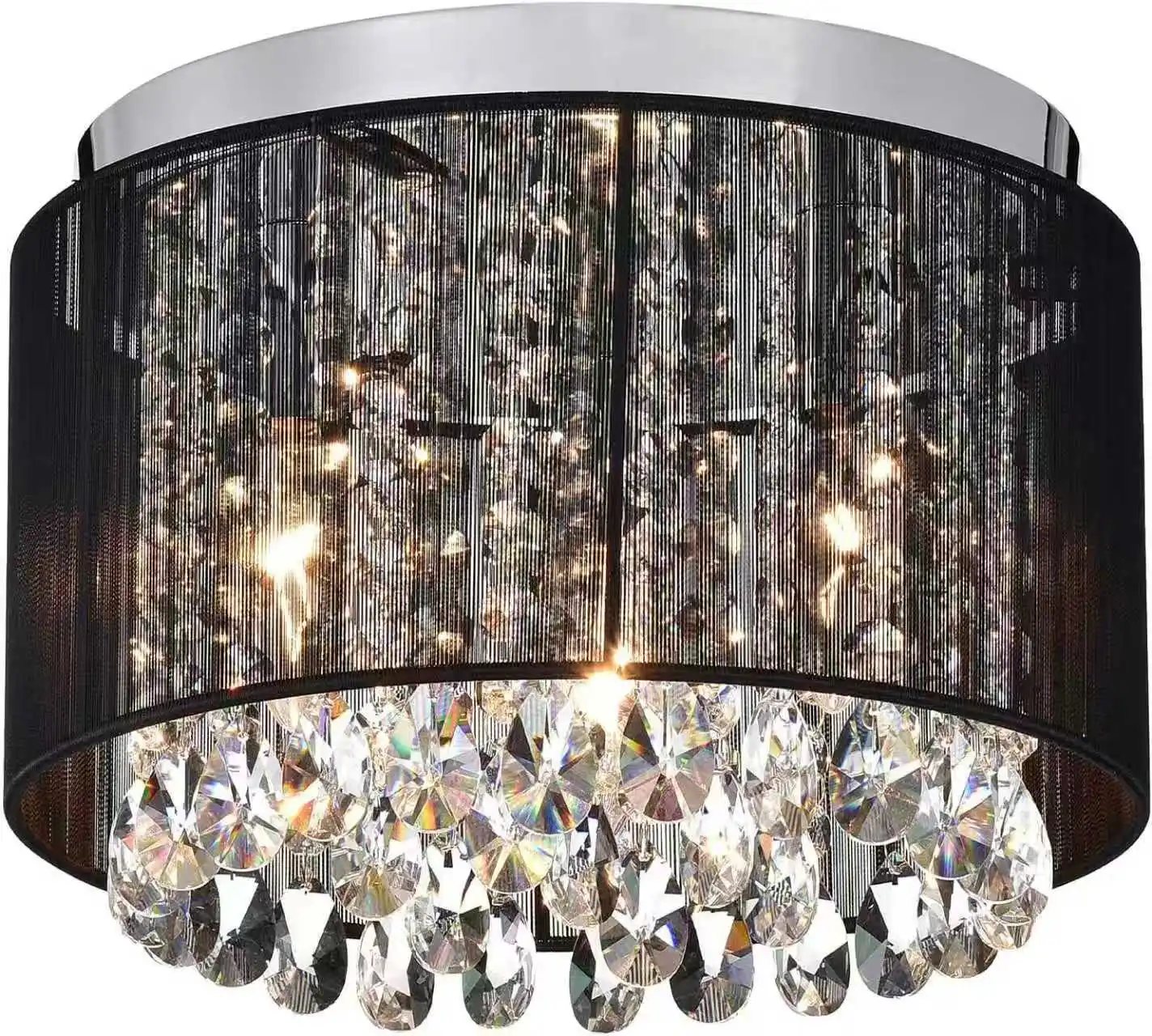 Modern Round Crystal Ceiling Light, Drum-Shaped Fabric Lampshade Black Crystal Ceiling Light for bedroom/hallway/foyer
Modern Round Crystal Ceiling Light, Drum-Shaped Fabric Lampshade Black Crystal Ceiling Light for bedroom/hallway/foyer