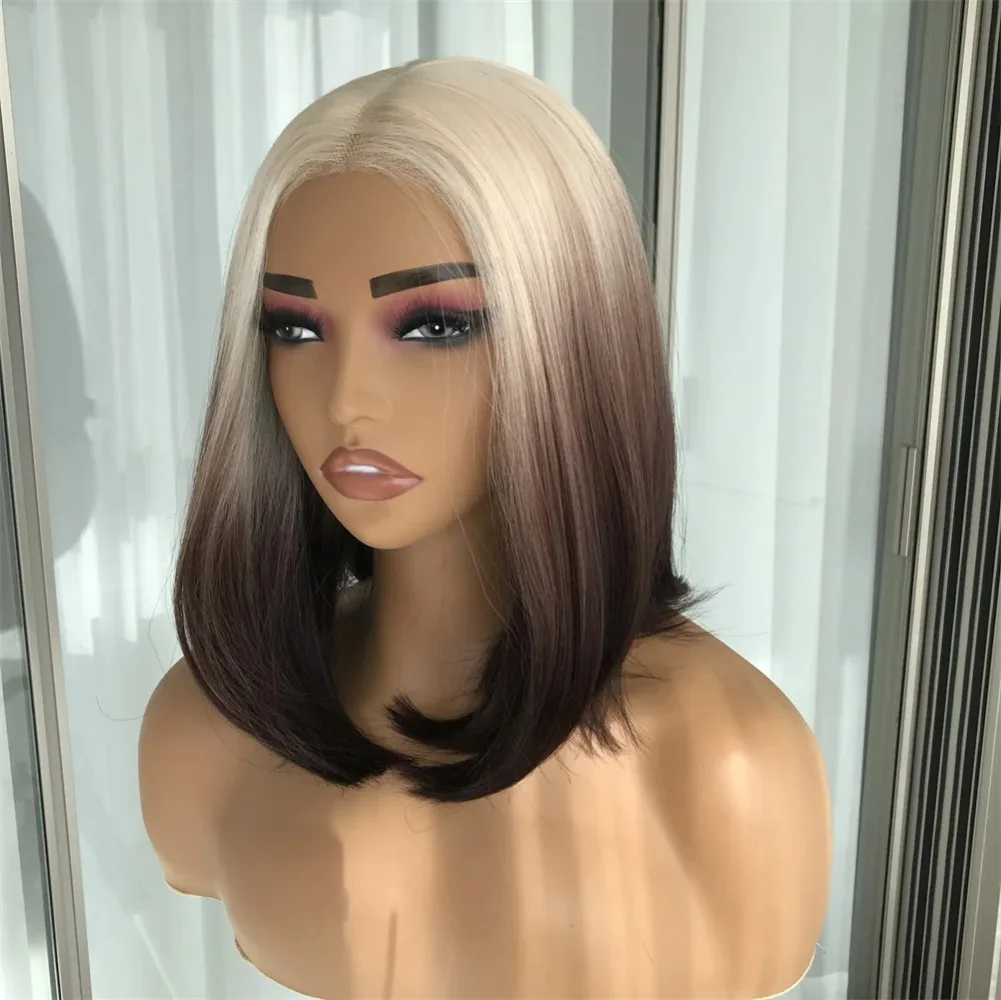 13X4 Blond to Brown Short Bob Glueless Wig Synthetic HD Transparent Lace Wigs for Women Pre Cut Pre Plucked 14inch for Daily Use
13X4 Blond to Brown Short Bob Glueless Wig Synthetic HD Transparent Lace Wigs for Women Pre Cut Pre Plucked 14inch for Daily Use