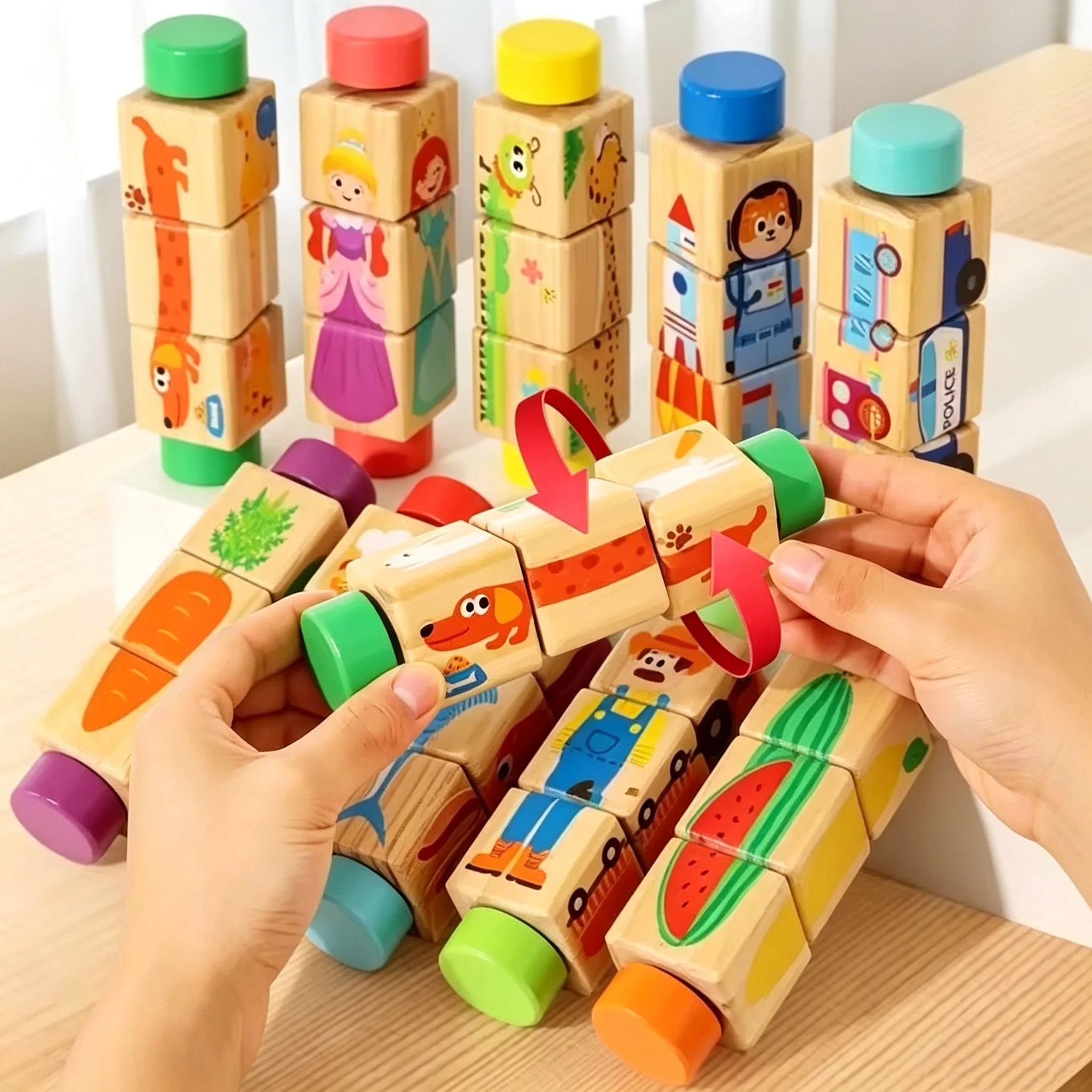 Puzzle Game Toys Novelty Fun Rotating Wooden Cartoon Animal Fruit Vehicle Cognition Matching Montessori Educational Reward Gifts
Puzzle Game Toys Novelty Fun Rotating Wooden Cartoon Animal Fruit Vehicle Cognition Matching Montessori Educational Reward Gifts