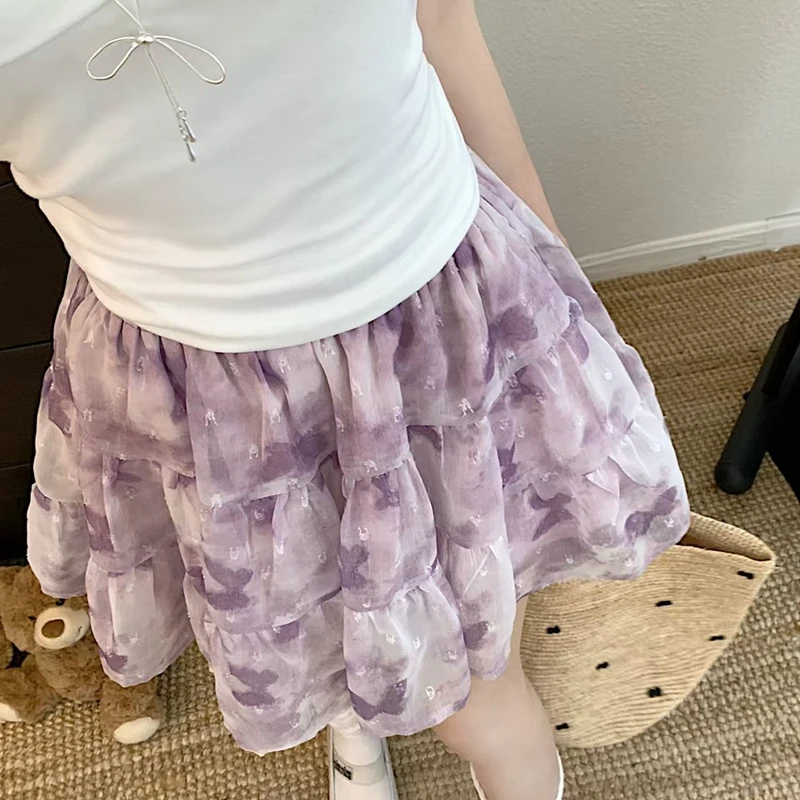Purple Floral Pleated Mini Skirt Summer Ball Gown Women Casual Y2k Clothes Elastic Waist A Line Short Kawaii Tulle Cake Skirt
Purple Floral Pleated Mini Skirt Summer Ball Gown Women Casual Y2k Clothes Elastic Waist A Line Short Kawaii Tulle Cake Skirt