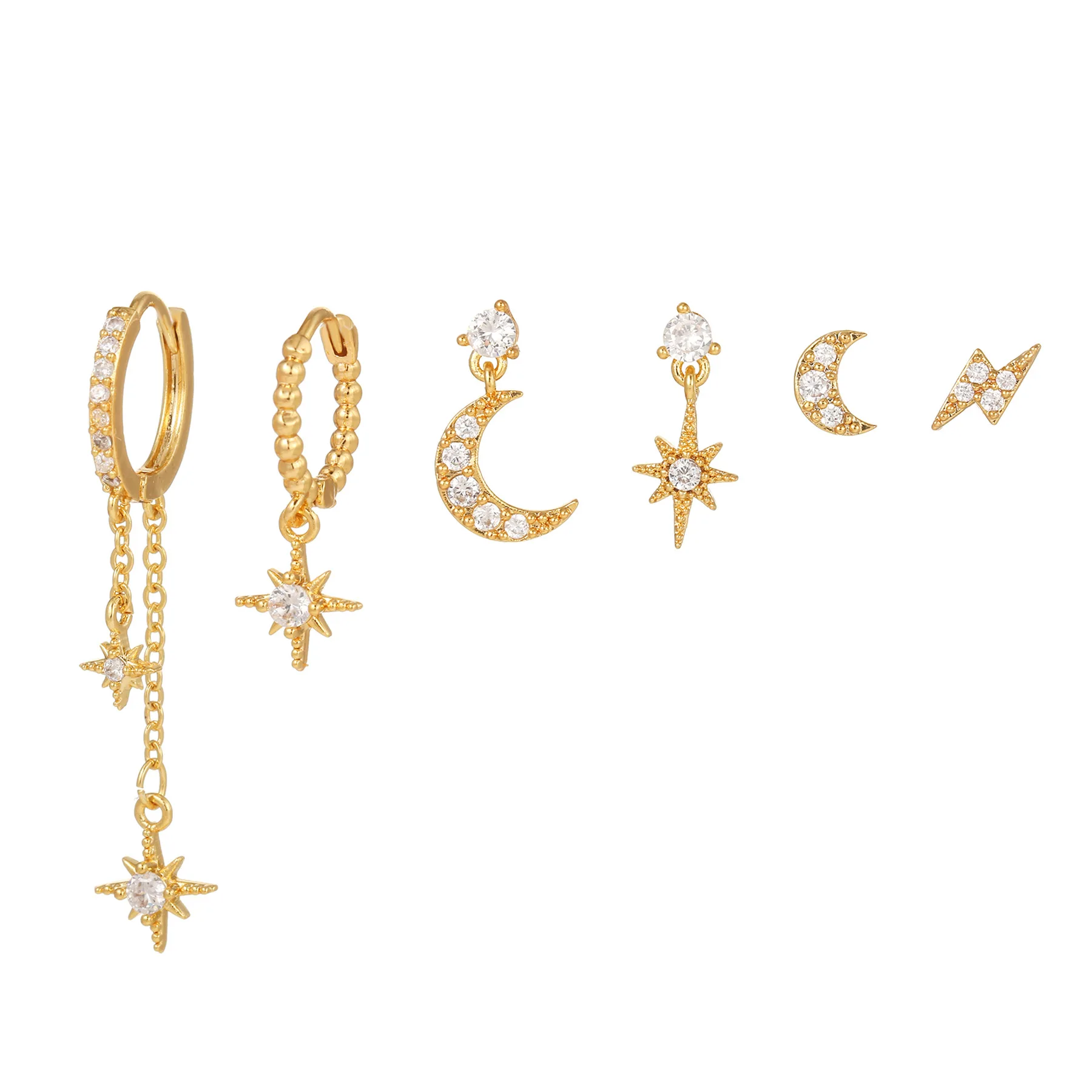 6pcs/3pcs Stars Moon Earrings High Quality Stainless Steel Jewelry Women's Zircon Accessories Party Sparkling Focus Gifts
6pcs/3pcs Stars Moon Earrings High Quality Stainless Steel Jewelry Women's Zircon Accessories Party Sparkling Focus Gifts