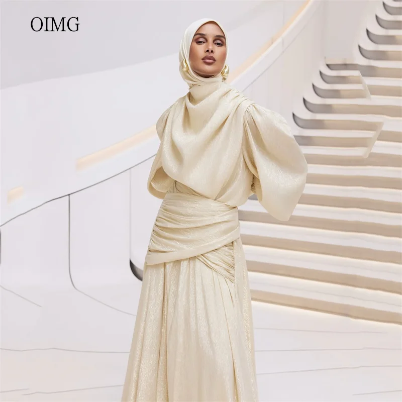 OIMG Modest High Neck A Line Prom Gowns Eid Lantern Sleeves Pleated Party Gown Floor Length Muslim Evening Dress Customized
OIMG Modest High Neck A Line Prom Gowns Eid Lantern Sleeves Pleated Party Gown Floor Length Muslim Evening Dress Customized