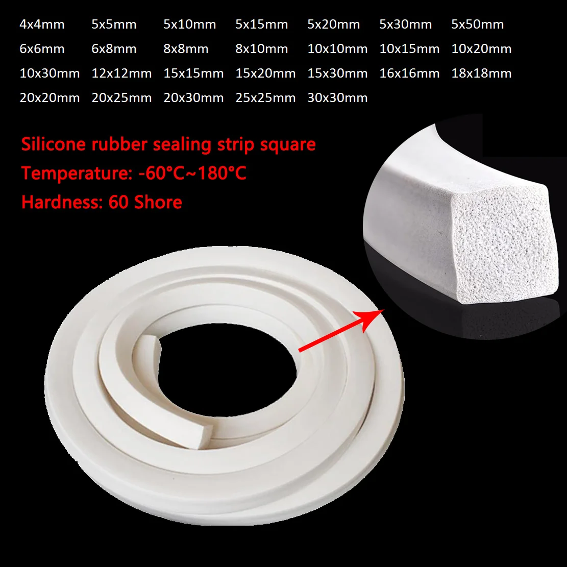 1 метр силиконовая резина вспененная губка полоса квадратные белые двери окна прокладка водонепроницаемое уплотнение 4x4 мм-30x30 мм
1 метр силиконовая резина вспененная губка полоса квадратные белые двери окна прокладка водонепроницаемое уплотнение 4x4 мм-30x30 мм