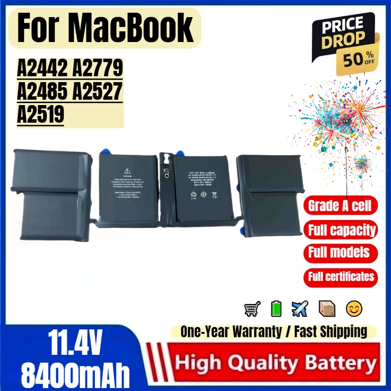 For MacBook A2442 A2779 A2485 A2527 A2519 Laptop Battery 0 Cycle High Quality Capacity Battery Replacement Bateria Grade A Cell
For MacBook A2442 A2779 A2485 A2527 A2519 Laptop Battery 0 Cycle High Quality Capacity Battery Replacement Bateria Grade A Cell