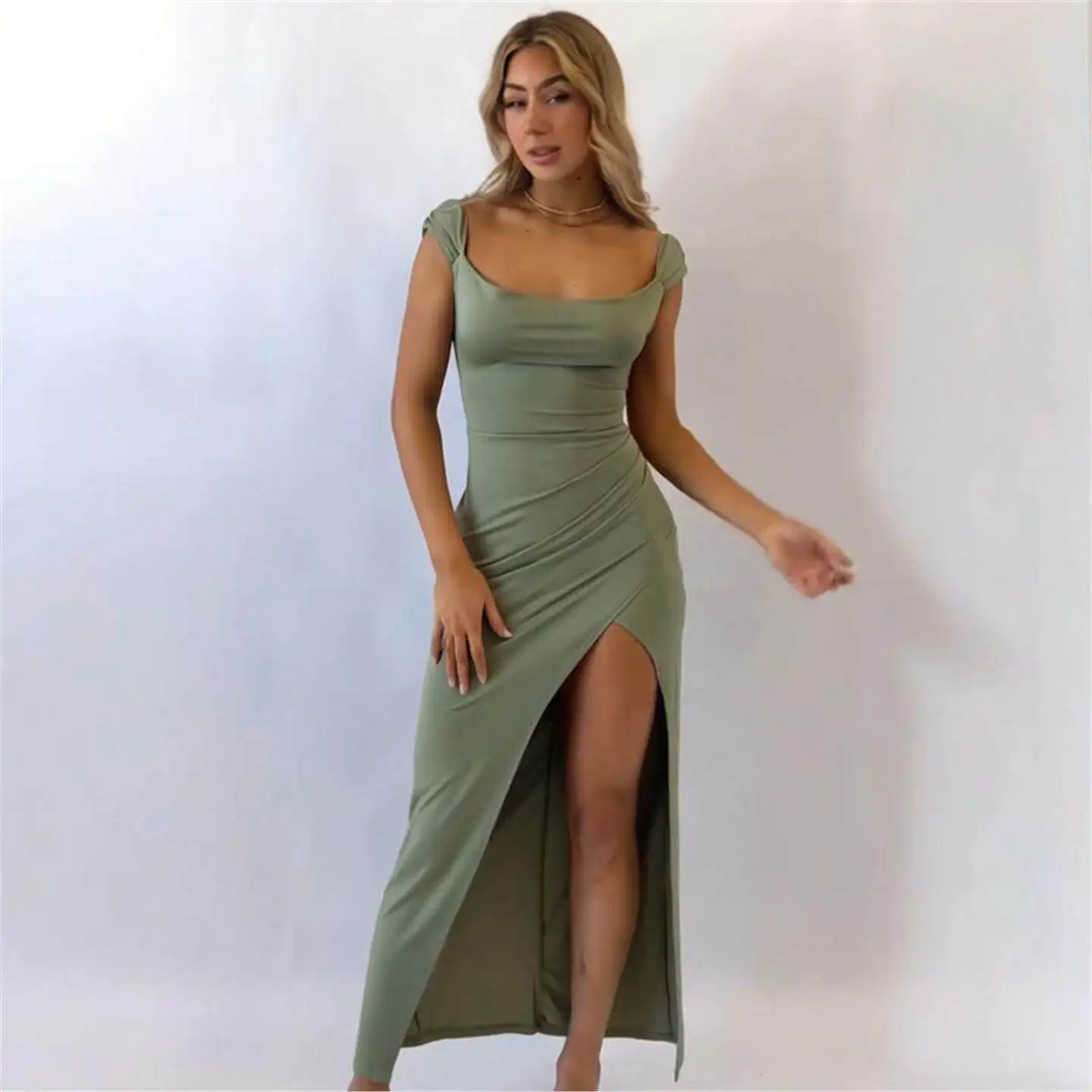 Summer Sexy Open Split Pure Color Square Collar Dress Women's High Waist A-Line Skirt Gentle Style No Brand Guangzhou Made
Summer Sexy Open Split Pure Color Square Collar Dress Women's High Waist A-Line Skirt Gentle Style No Brand Guangzhou Made