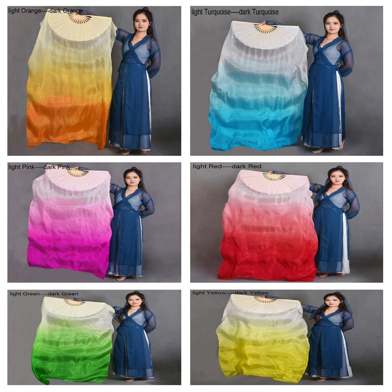 1Pair 100% Pure Natural Silk Fan Veils for Women Professional Stage Dancing Silk Fan Veil Gradient-Color Belly Dance Accessories
1Pair 100% Pure Natural Silk Fan Veils for Women Professional Stage Dancing Silk Fan Veil Gradient-Color Belly Dance Accessories