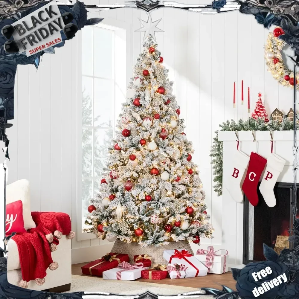 Pre-Lit Artificial Christmas Tree, 7.5ft Snow Flocked Design Pine Tree, Full Appearance Snowy w/Easy Appearance Snowy w
Pre-Lit Artificial Christmas Tree, 7.5ft Snow Flocked Design Pine Tree, Full Appearance Snowy w/Easy Appearance Snowy w