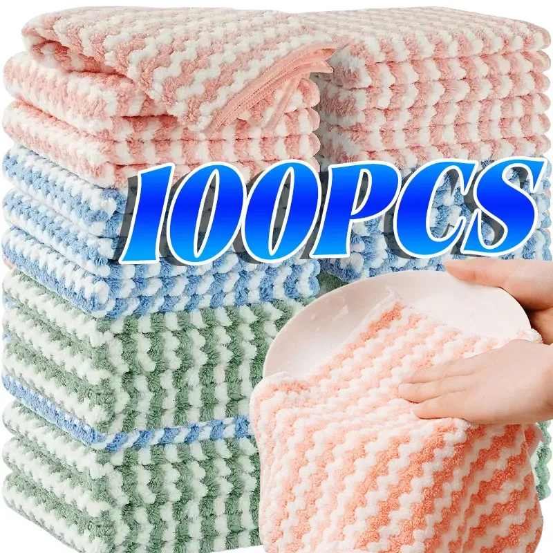 1/100PCS Super Absorbent Dishcloths Coral Fleece Cleaning Cloths Thickened Kitchen Washing Dish Rags Glass Windows Wipe Towel
1/100PCS Super Absorbent Dishcloths Coral Fleece Cleaning Cloths Thickened Kitchen Washing Dish Rags Glass Windows Wipe Towel
