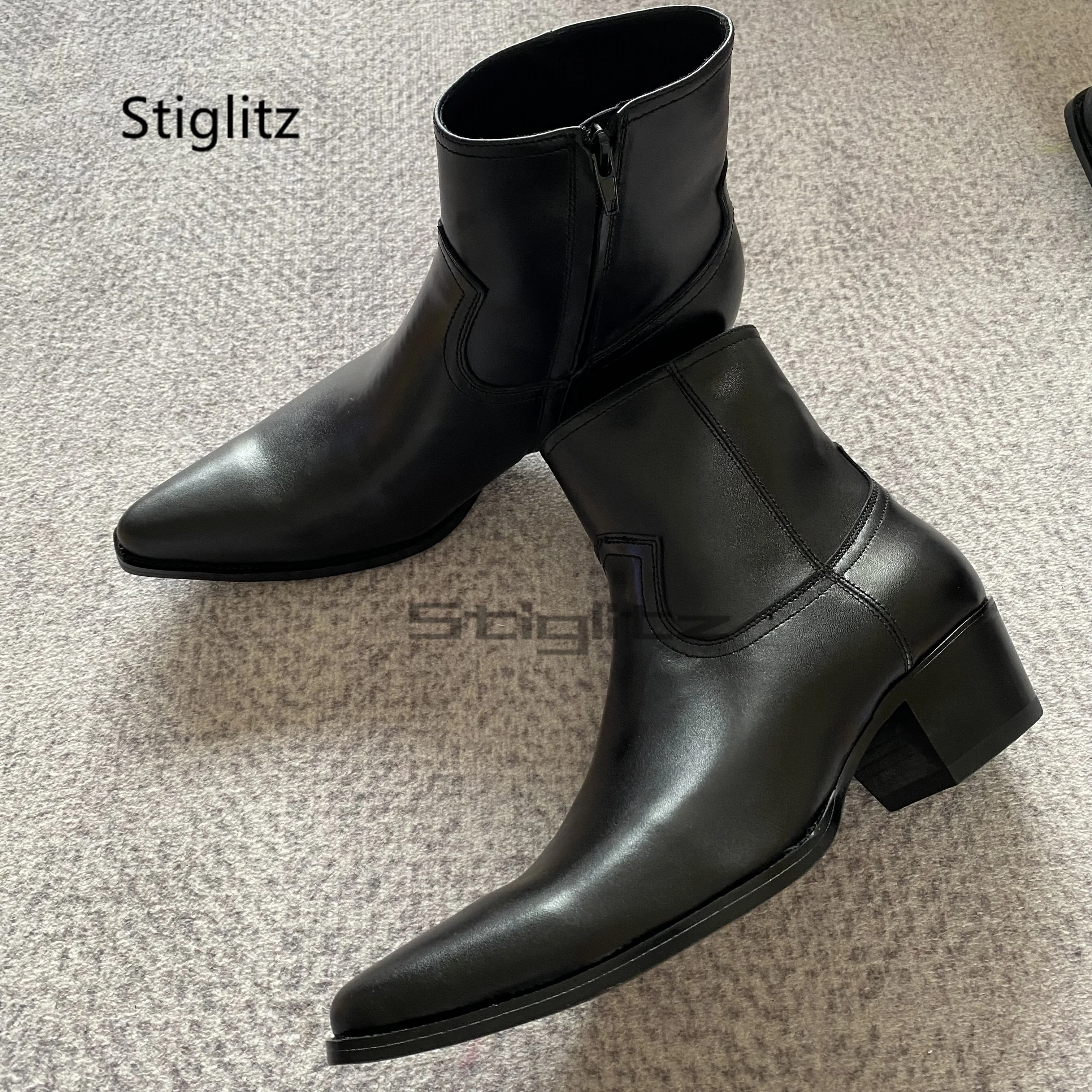 Black Cowhide Heels Chelsea Boots for Men Pointed Toe Side Zipper Genuine Leather Ankle Boots Business Casual Dress Male Shoes
Black Cowhide Heels Chelsea Boots for Men Pointed Toe Side Zipper Genuine Leather Ankle Boots Business Casual Dress Male Shoes