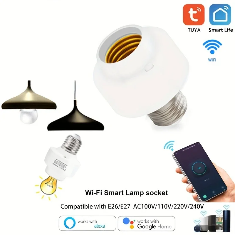 Tuya WiFi Smart Bulb Adapter E27/E26 Socket Base Compatible With Alexa Google Voice Control Kitchen Bedroom Living Room
Tuya WiFi Smart Bulb Adapter E27/E26 Socket Base Compatible With Alexa Google Voice Control Kitchen Bedroom Living Room