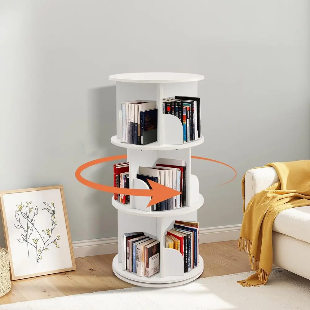 3-Tier Rotating Wooden Bookcase, 360° Spinning Storage Organizer for Kids, Compact Spaces, Multi-functional Bookshelf in White
3-Tier Rotating Wooden Bookcase, 360° Spinning Storage Organizer for Kids, Compact Spaces, Multi-functional Bookshelf in White