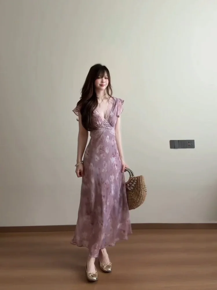 Stazf7 Summer Floral Lace V-neck Waist-cinching Dress Women's Retro Gentle Style Long Dress A-line Skirt French Style Dress
Stazf7 Summer Floral Lace V-neck Waist-cinching Dress Women's Retro Gentle Style Long Dress A-line Skirt French Style Dress