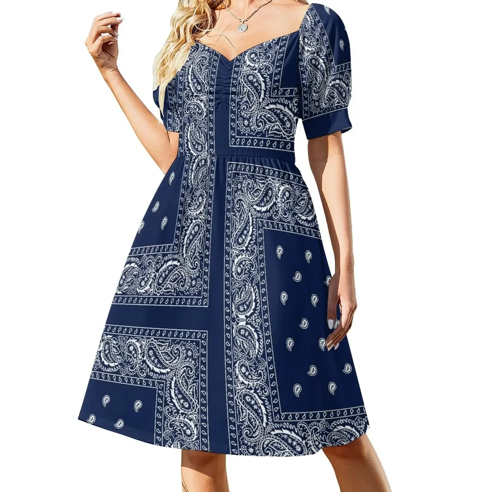 Bandana - Blue - Paisley Bandana Short-Sleeved Dress Party dresses Evening gown women dress Dress
Bandana - Blue - Paisley Bandana Short-Sleeved Dress Party dresses Evening gown women dress Dress