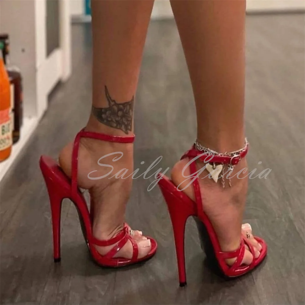 Red Leather Cross Strap High Heel Sandals Women 16cm Open Toe Stiletto Heel Slingback Ankle Buckle Strap Party Dress Sheos
Red Leather Cross Strap High Heel Sandals Women 16cm Open Toe Stiletto Heel Slingback Ankle Buckle Strap Party Dress Sheos