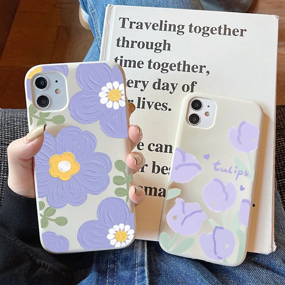 Korean Style Sweet Painting Purple Flower Phone Case Solid Color For iphone 14 11 12 13 mini pro max 7 8 plus 6 6s x xs max xr
Korean Style Sweet Painting Purple Flower Phone Case Solid Color For iphone 14 11 12 13 mini pro max 7 8 plus 6 6s x xs max xr