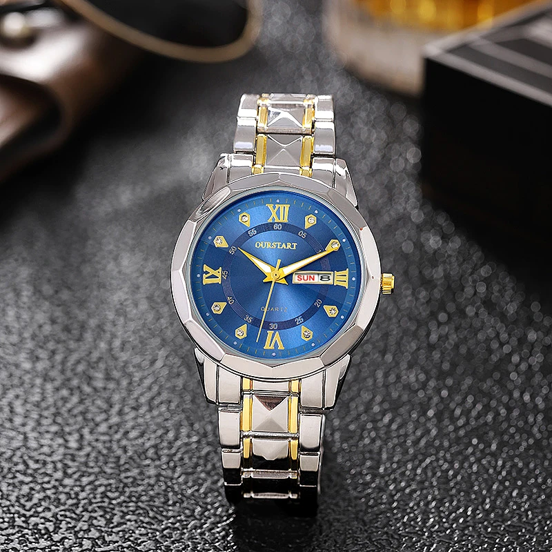 Men Watch Water Diamond Luxury Night Glow Double Calendar Quartz Movement 41mm Blue Gold Stainless Steel Fashion Business Watch
Men Watch Water Diamond Luxury Night Glow Double Calendar Quartz Movement 41mm Blue Gold Stainless Steel Fashion Business Watch
