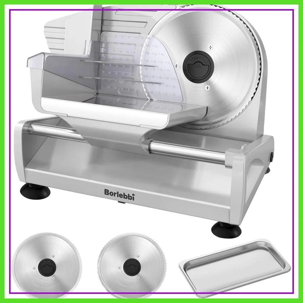 Electric Meat Slicer, 200W DC Motor, Adjustable 0-15mm, 7.5" Blades, for Home Kitchen
Electric Meat Slicer, 200W DC Motor, Adjustable 0-15mm, 7.5" Blades, for Home Kitchen