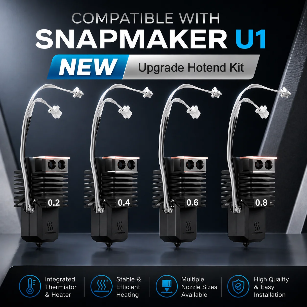 0.2/0.4/0.6/0.8mm Hotend for Snapmaker u1 Full Assembled Hotend Plug & Play Ceramic Block Kit SnapmakerU1 3d Pirnter Print Head
0.2/0.4/0.6/0.8mm Hotend for Snapmaker u1 Full Assembled Hotend Plug & Play Ceramic Block Kit SnapmakerU1 3d Pirnter Print Head