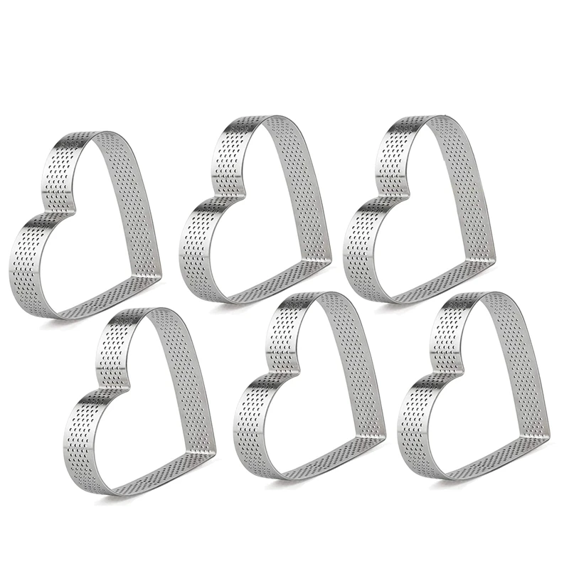 6 Pack Heart Shape Tart Rings,Perforated Stainless Steel Cake Mold Rings, 0.78 Inch High, 3.6 Inch In Diameter
6 Pack Heart Shape Tart Rings,Perforated Stainless Steel Cake Mold Rings, 0.78 Inch High, 3.6 Inch In Diameter