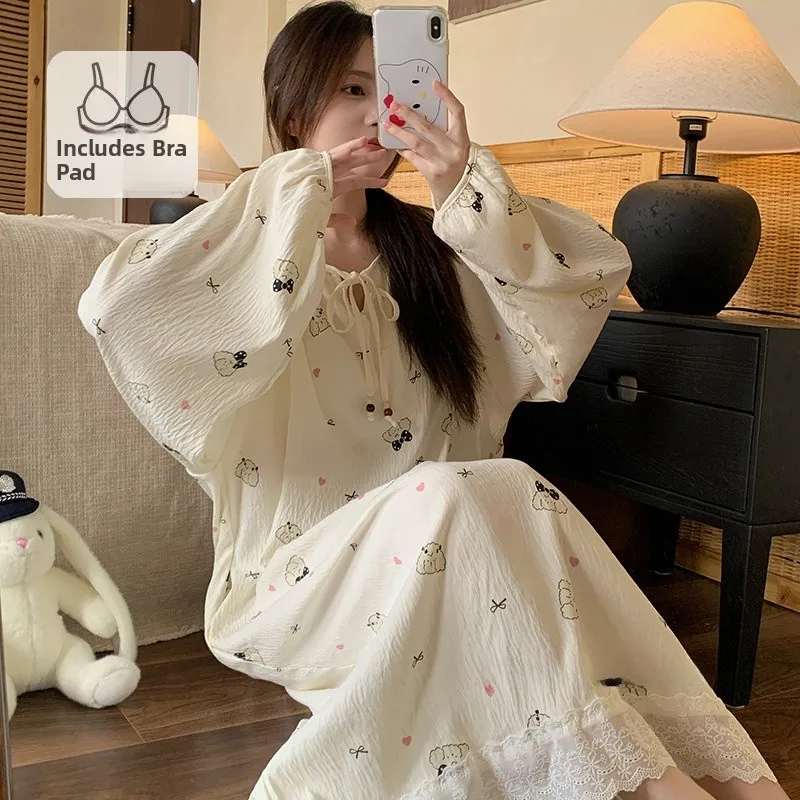 2025 New Long Sleeve Cloud Cotton Padded Chest Teddy Dog Loli Sleepwear Women's Spring Autumn Home Clothes Sweet Style
2025 New Long Sleeve Cloud Cotton Padded Chest Teddy Dog Loli Sleepwear Women's Spring Autumn Home Clothes Sweet Style