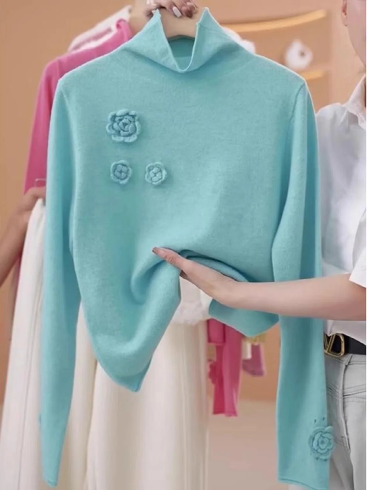 3D Floral Knitted Sweater Long Sve Winter New Sle plus Size Women's Simple Match All over the World High Collar Top
3D Floral Knitted Sweater Long Sve Winter New Sle plus Size Women's Simple Match All over the World High Collar Top