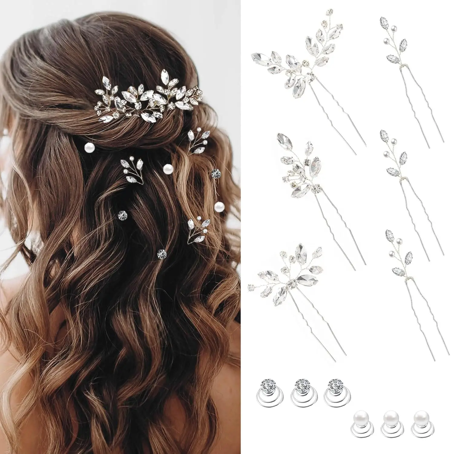 12 Pcs Pearl Crystal Bridal Hair Pins, Vintage Wedding Hair Accessories for Women
12 Pcs Pearl Crystal Bridal Hair Pins, Vintage Wedding Hair Accessories for Women