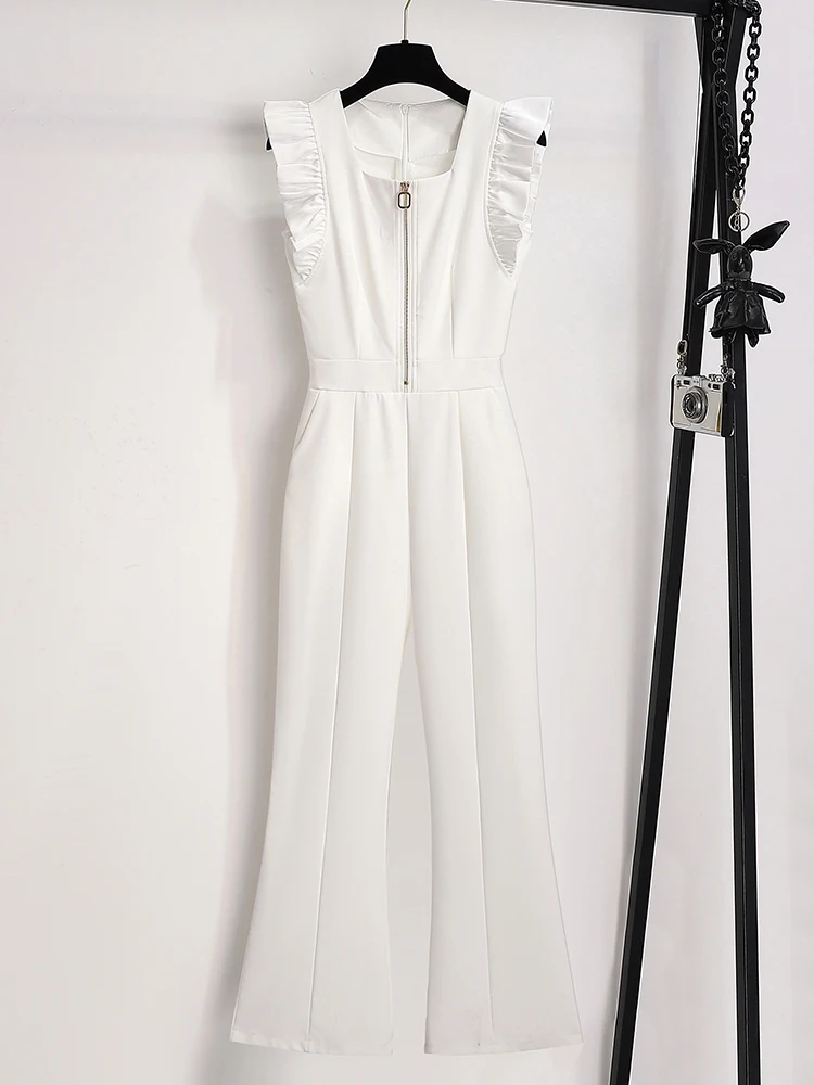 White Summer One-Piece Suit for Women Ele Draped Slimming High Waist Bell Bot Zipper Closure Long Pants Faionable
White Summer One-Piece Suit for Women Ele Draped Slimming High Waist Bell Bot Zipper Closure Long Pants Faionable