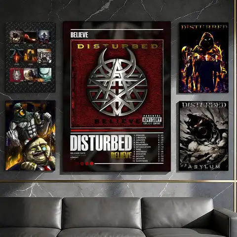 Metal D-DisturBedS Band Poster Waterproof Peel & Stick Wall Sticker Self Adhesive Art Decor For Living Room Bedroom