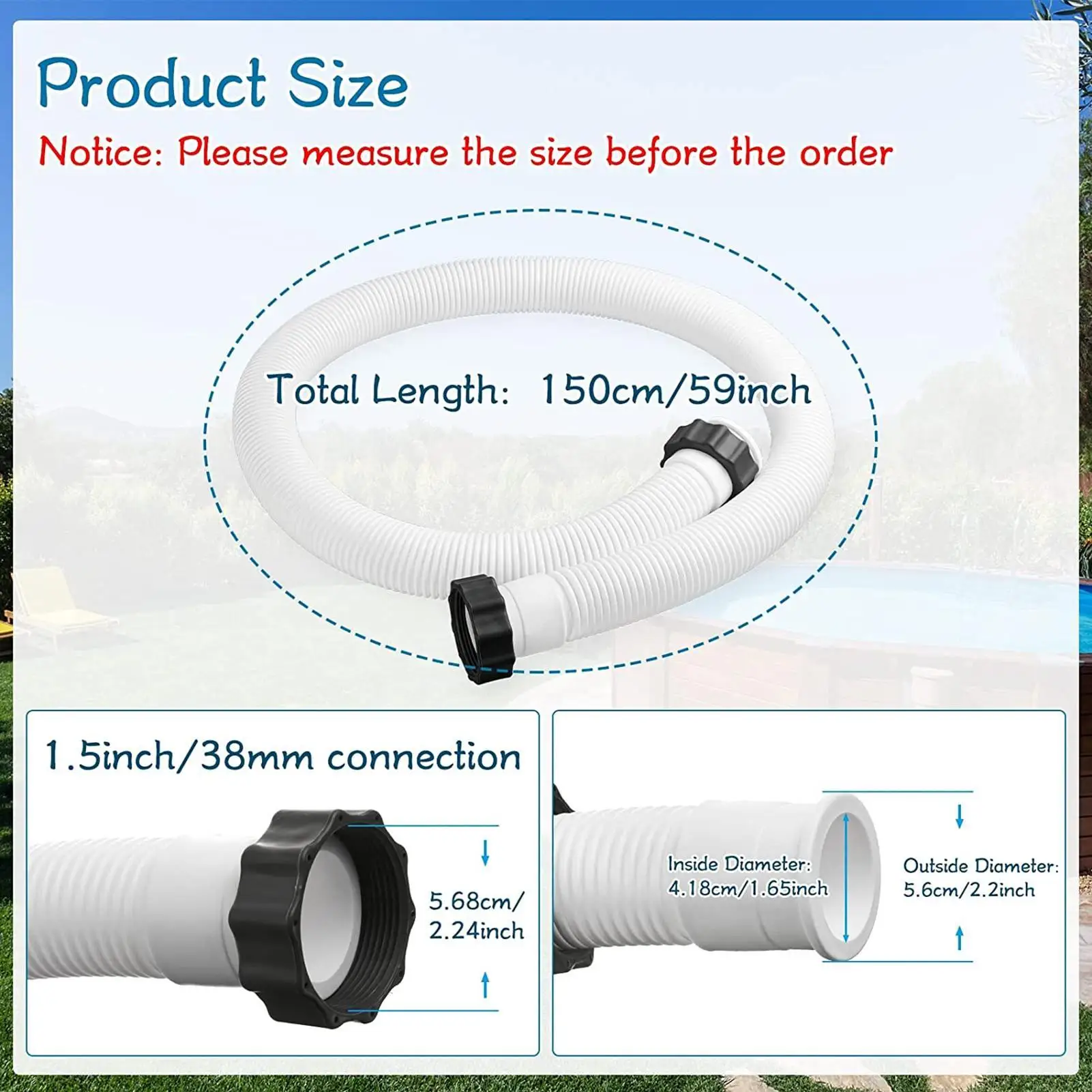 Pool Pump Hose Filter Pump Hose Pool Pump Replacement Hose for 1.5in Diameter Replacement Pool Hose for Ground Pools
Pool Pump Hose Filter Pump Hose Pool Pump Replacement Hose for 1.5in Diameter Replacement Pool Hose for Ground Pools
