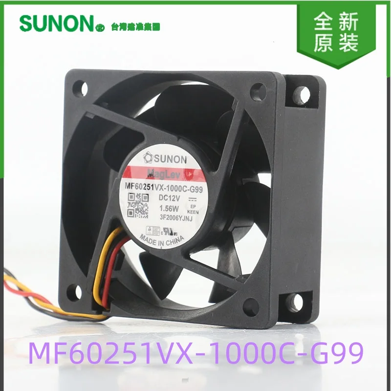 cooling fan New Sunon DC 12V 1.56W 6025 60X60X25MM 6CM maglev quiet High speed fan MF60251VX-1000C-G99
cooling fan New Sunon DC 12V 1.56W 6025 60X60X25MM 6CM maglev quiet High speed fan MF60251VX-1000C-G99