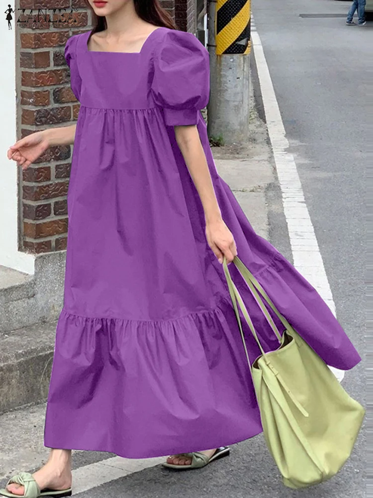 Fashion Square Collar Maxi Dresses ZANZEA Women Solid Color Sundress Korean Puff Short Sleeve Robe Casual Loose Pleats Dresses
Fashion Square Collar Maxi Dresses ZANZEA Women Solid Color Sundress Korean Puff Short Sleeve Robe Casual Loose Pleats Dresses