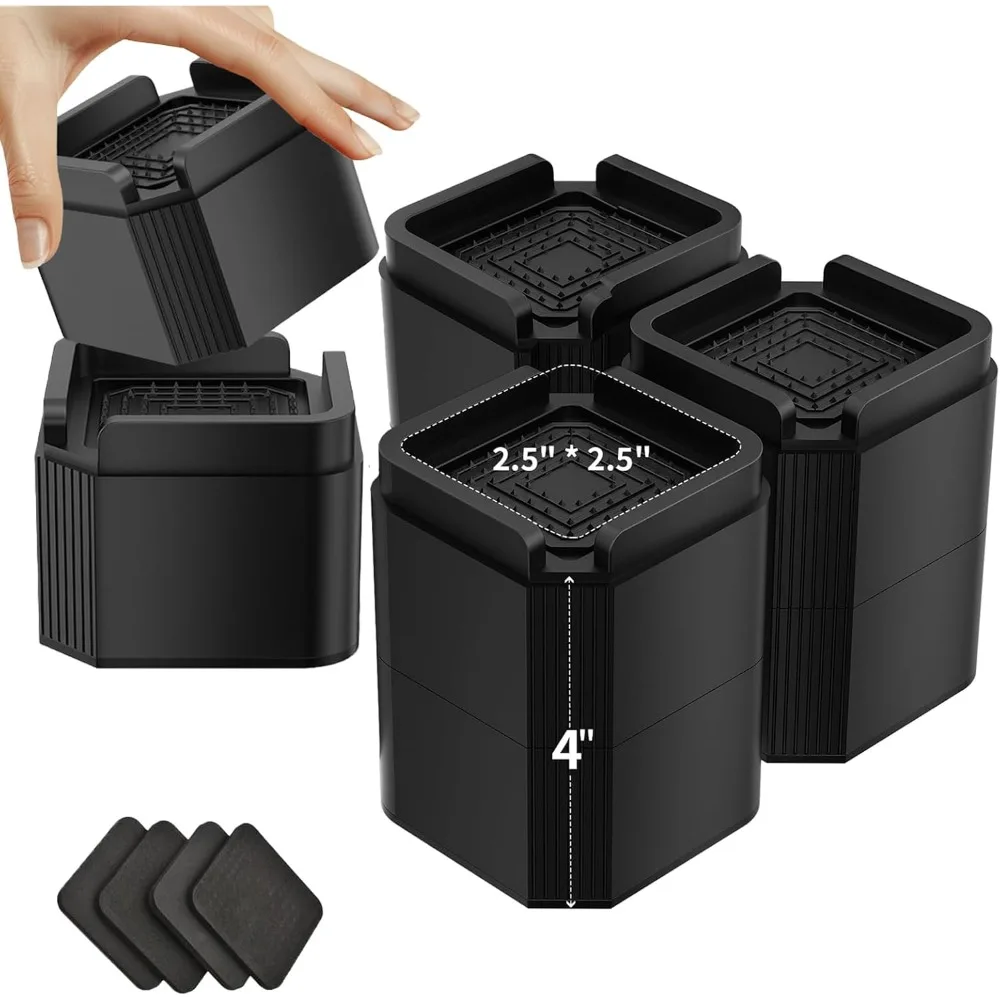 4 Pack Bed Risers Heavy Duty, Adjustable Furniture Riser Blocks Lift 2, 4 inches for Couch Sofa Table Chair Leg Refrigerator Was
4 Pack Bed Risers Heavy Duty, Adjustable Furniture Riser Blocks Lift 2, 4 inches for Couch Sofa Table Chair Leg Refrigerator Was