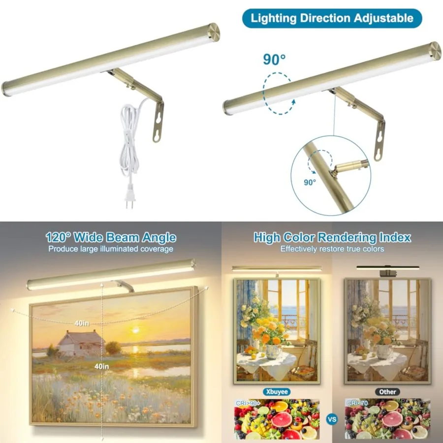 LED Picture Lights for Paintings Plug in, 6W Adjustable Art Light Gallery Wall Light for Display Art Work, Finish, CRI90+, 3000
LED Picture Lights for Paintings Plug in, 6W Adjustable Art Light Gallery Wall Light for Display Art Work, Finish, CRI90+, 3000