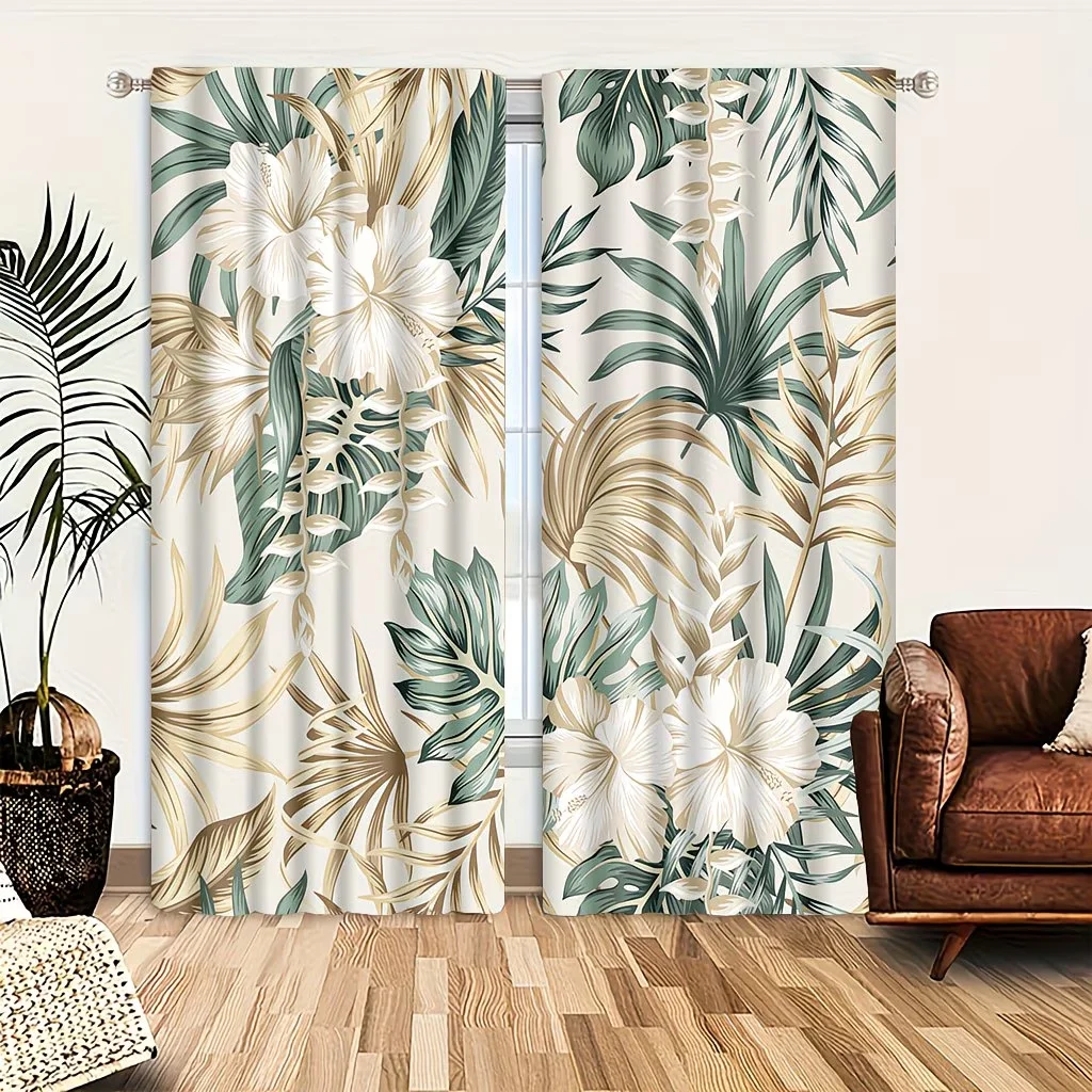 2pcs Tropical palm leaf print Curtains - Rod Pocket Window Drapes. Modern Window Treatments
2pcs Tropical palm leaf print Curtains - Rod Pocket Window Drapes. Modern Window Treatments