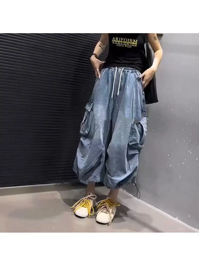 Casual Women's Jeans 2026 Summer New Style Side Big Pocket Washed Soft Denim Drawstring 7-Length Casual Pants Straight Leg Jeans
Casual Women's Jeans 2026 Summer New Style Side Big Pocket Washed Soft Denim Drawstring 7-Length Casual Pants Straight Leg Jeans