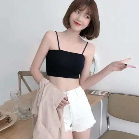 Fashion Women Crop Top Summer Expose Navel Chest-wrapped Bottoming Camisole Slim Navel Fashion Underwear Strap Tank Top