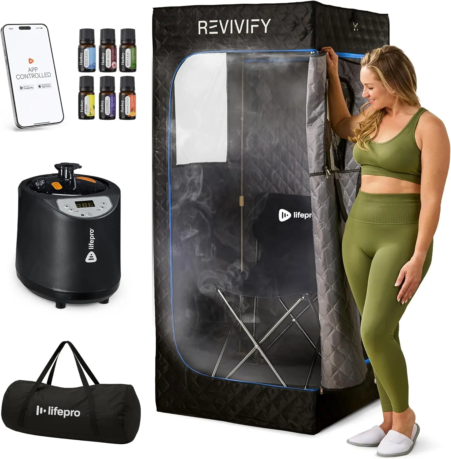 LifePro Revivify Mini Portable Sauna for Home — Infrared Steam Sauna Tent with 2.6L Steamer & 6 Essential Oils, Adjustable Heat
LifePro Revivify Mini Portable Sauna for Home — Infrared Steam Sauna Tent with 2.6L Steamer & 6 Essential Oils, Adjustable Heat