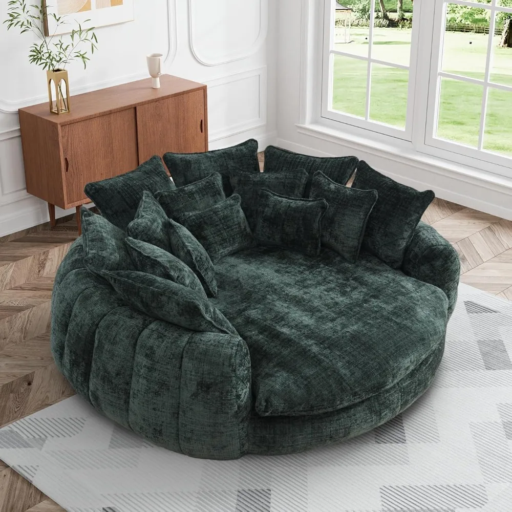 81.1" W Oversized Round Chaise Lounge, Fluffy Lazy Bean Bag Sofa with 14 Pillows,Comfy Chenille Upholstered Barrel Sleeper Bed
81.1" W Oversized Round Chaise Lounge, Fluffy Lazy Bean Bag Sofa with 14 Pillows,Comfy Chenille Upholstered Barrel Sleeper Bed