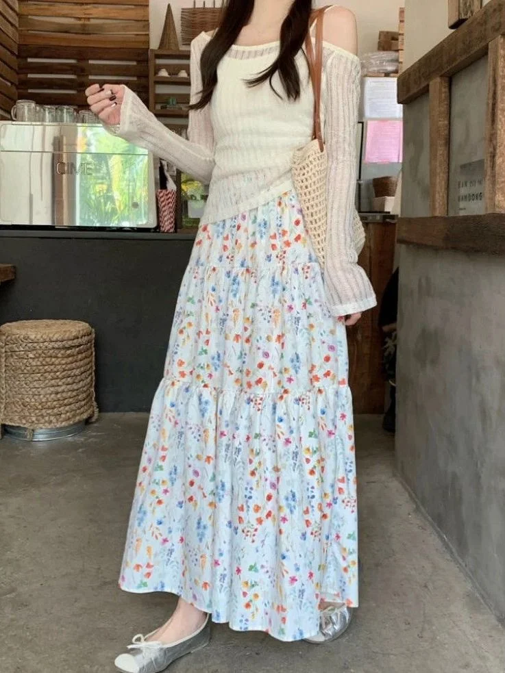 Summer Thin Floral Print High Waist Draped Skirt Women's Holiday Style A-Line Midi Skirt Elegant Slimming Design New 2025
Summer Thin Floral Print High Waist Draped Skirt Women's Holiday Style A-Line Midi Skirt Elegant Slimming Design New 2025