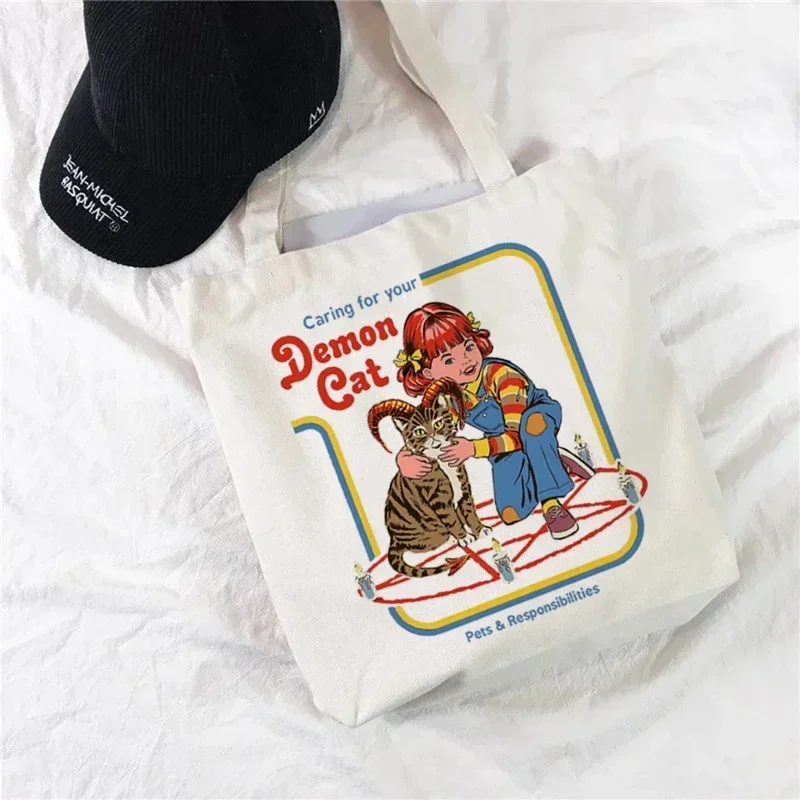 Women Canvas Shopping Bag Female Canvas Bag Satan Devil Cat Eco Handbag Tote Reusable Grocery Shopper Bags Students Book Bag
Women Canvas Shopping Bag Female Canvas Bag Satan Devil Cat Eco Handbag Tote Reusable Grocery Shopper Bags Students Book Bag