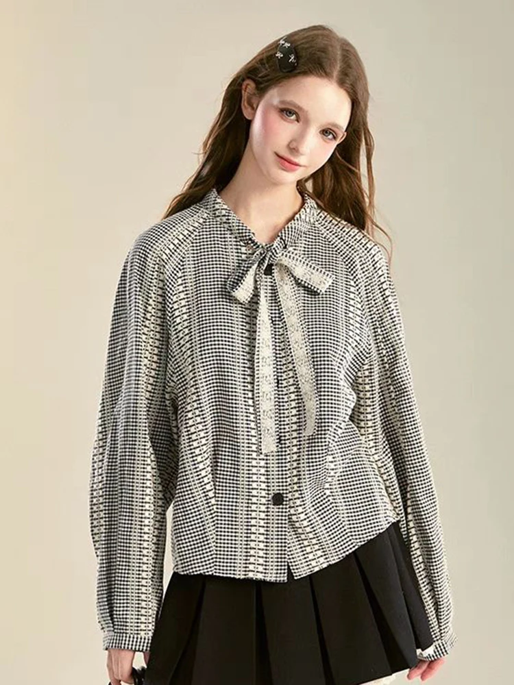 Zoki Elegant Chic Plaid Shirts Women Sweet Bow Long Sleeve Korean Blouse Casual Loose Preppy Style Spring Design Fashion Tops
Zoki Elegant Chic Plaid Shirts Women Sweet Bow Long Sleeve Korean Blouse Casual Loose Preppy Style Spring Design Fashion Tops
