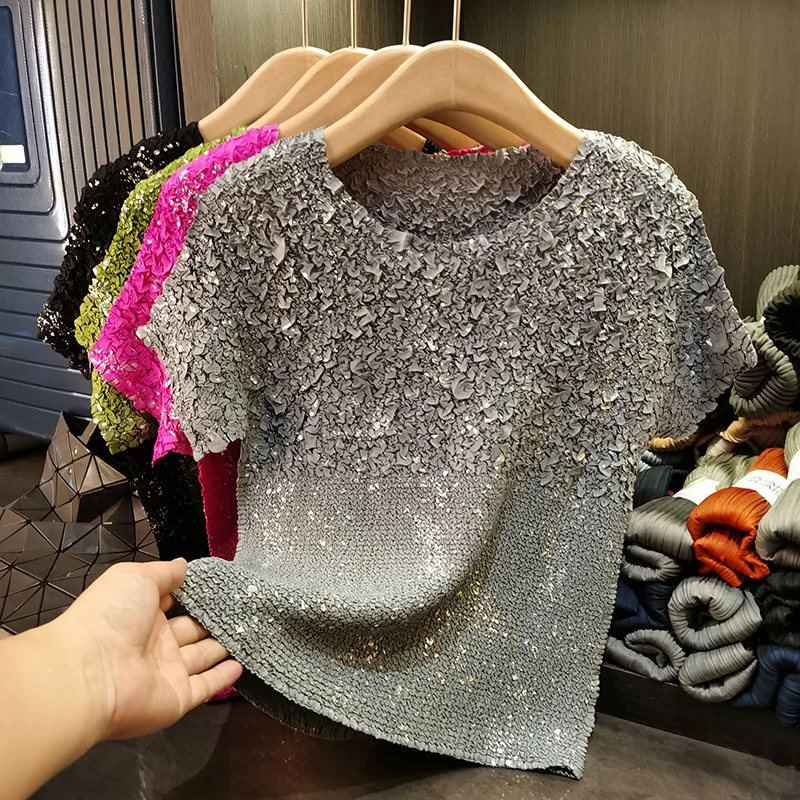 Miyake плиссированная футболка плиссе Design Sense Miyake Fold однотонный плиссированный топ женская летняя тонкая универсальная футболка со складками с короткими рукавами
Miyake плиссированная футболка плиссе Design Sense Miyake Fold однотонный плиссированный топ женская летняя тонкая универсальная футболка со складками с короткими рукавами