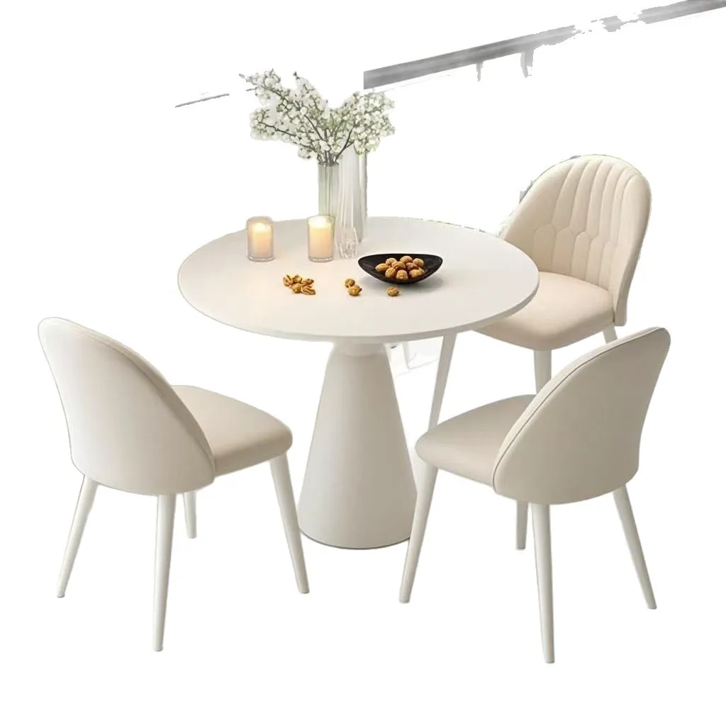 Cream wind round table dining table small apartment household rock slab and chair combination light luxury reception
Cream wind round table dining table small apartment household rock slab and chair combination light luxury reception