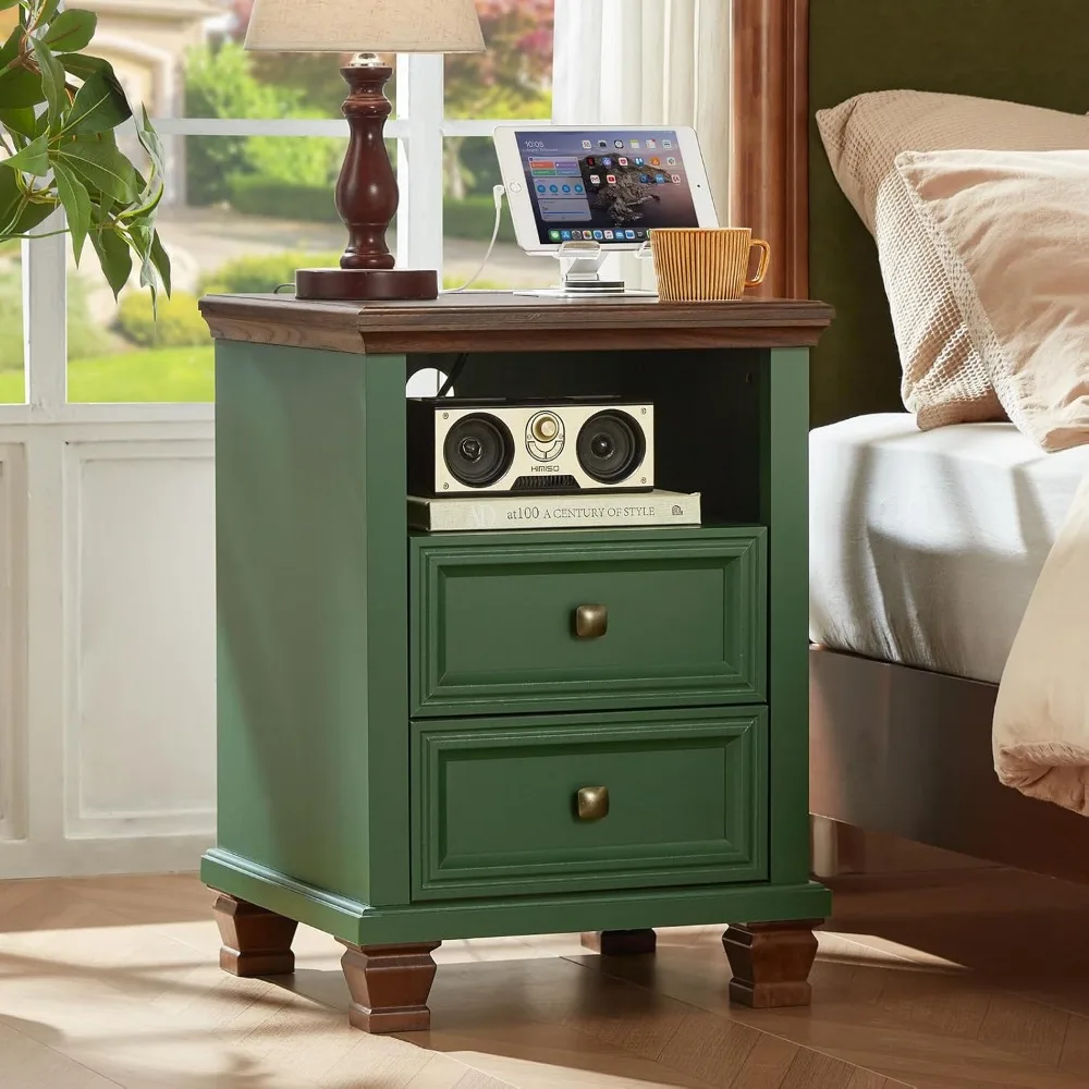 Farmhouse Nightstand with Charging Station, Rustic Green Nightstand,2 Drawers End Table for Living Room,Bedside Table with
Farmhouse Nightstand with Charging Station, Rustic Green Nightstand,2 Drawers End Table for Living Room,Bedside Table with