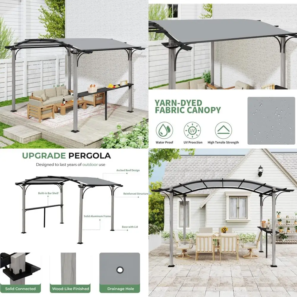 Aluminum Arched Top Pergola with Storage Shelf and Wood-Like Finish for Outdoor Patio and Backyard Shade
Aluminum Arched Top Pergola with Storage Shelf and Wood-Like Finish for Outdoor Patio and Backyard Shade