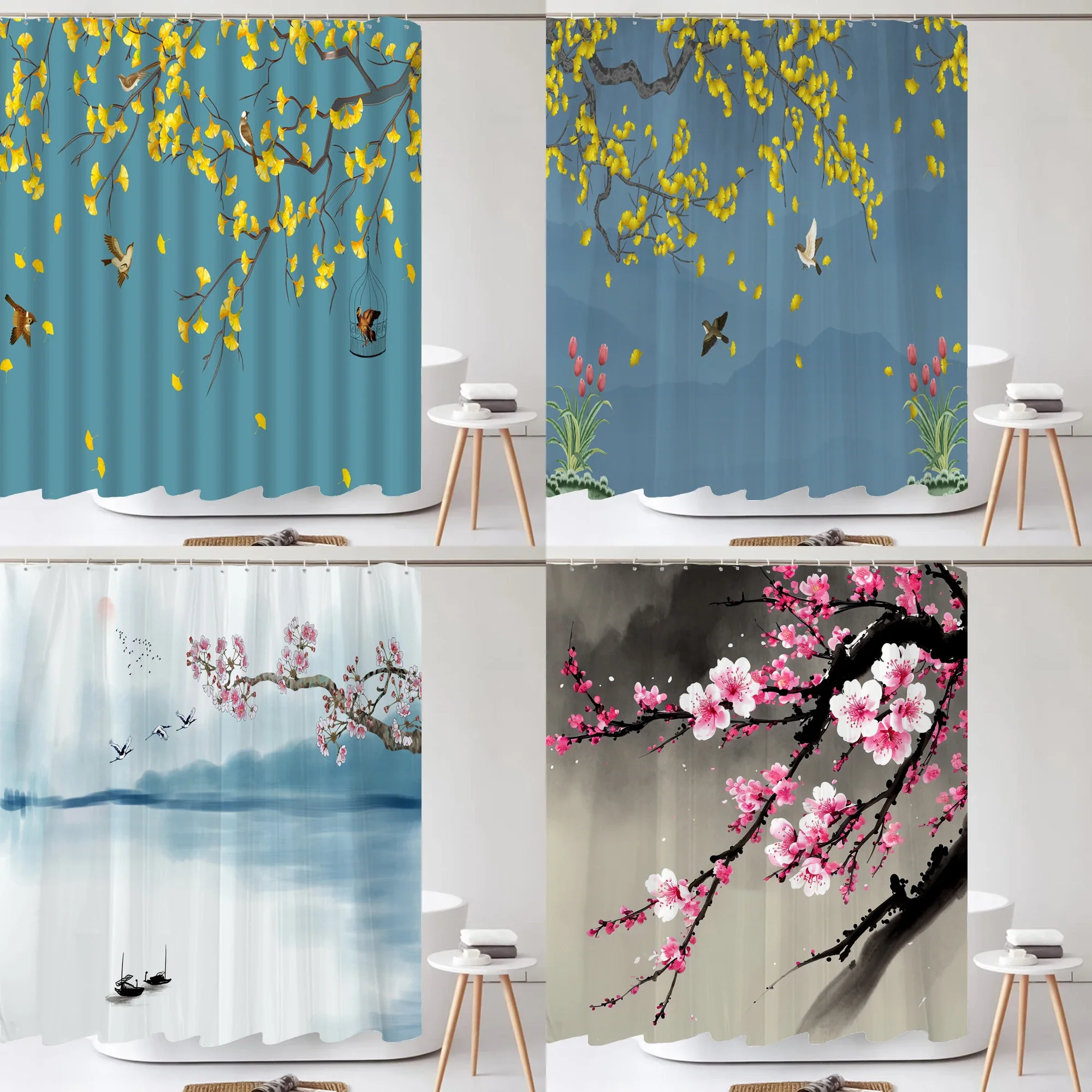 Chinese Flower Bird Shower Curtains Set Printing Waterproof Polyester Leaves Shower Curtains Bathroom Home Decor Mat 180x200CM
Chinese Flower Bird Shower Curtains Set Printing Waterproof Polyester Leaves Shower Curtains Bathroom Home Decor Mat 180x200CM