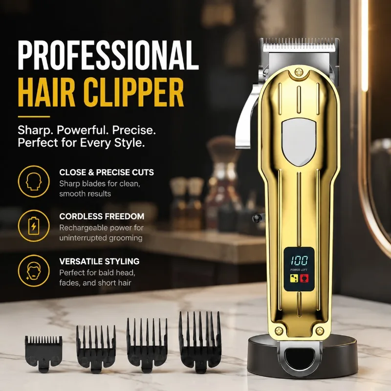 Rechargeable Electric Hair Clipper Cordless Barber Trimmer Zero Gap Bald Head Shaver Sharp Stainless Steel Blade Adjustable
Rechargeable Electric Hair Clipper Cordless Barber Trimmer Zero Gap Bald Head Shaver Sharp Stainless Steel Blade Adjustable